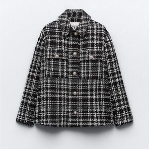 Zara black and white tweed jacket